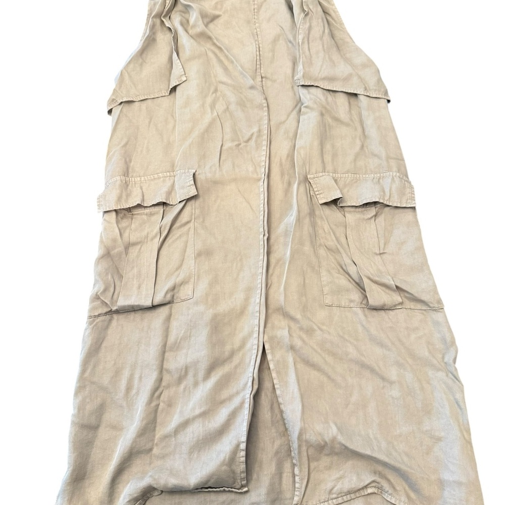 W118 Walter Baker Khaki Utility Chore Jacket Mid Length Coat XS Sleeveless